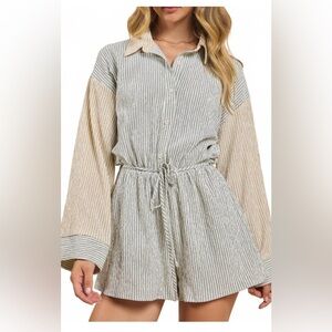 Sadie & Sage Striped Jumpsuit in Cream and Navy